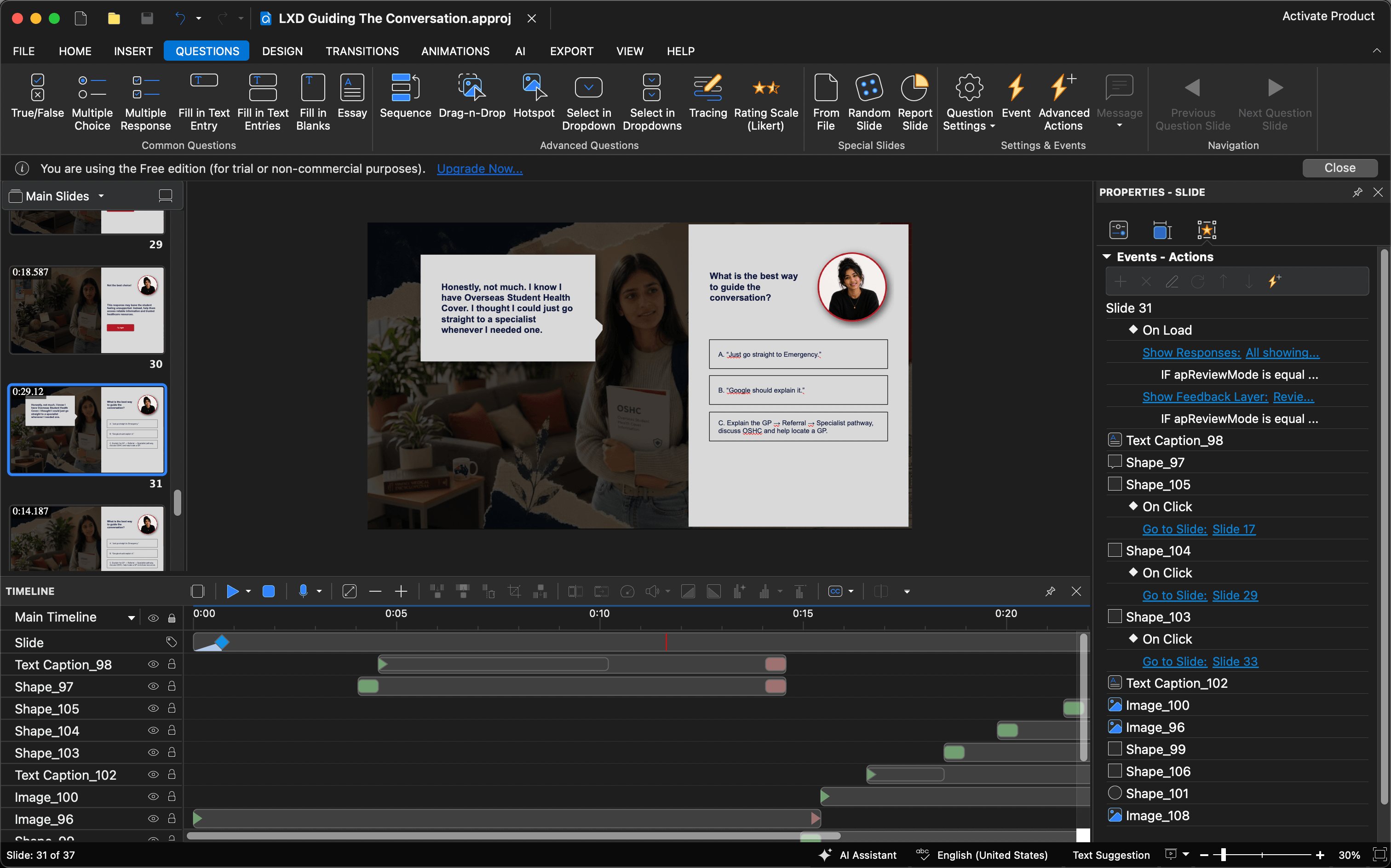 Development of the interactive prototype, part 2