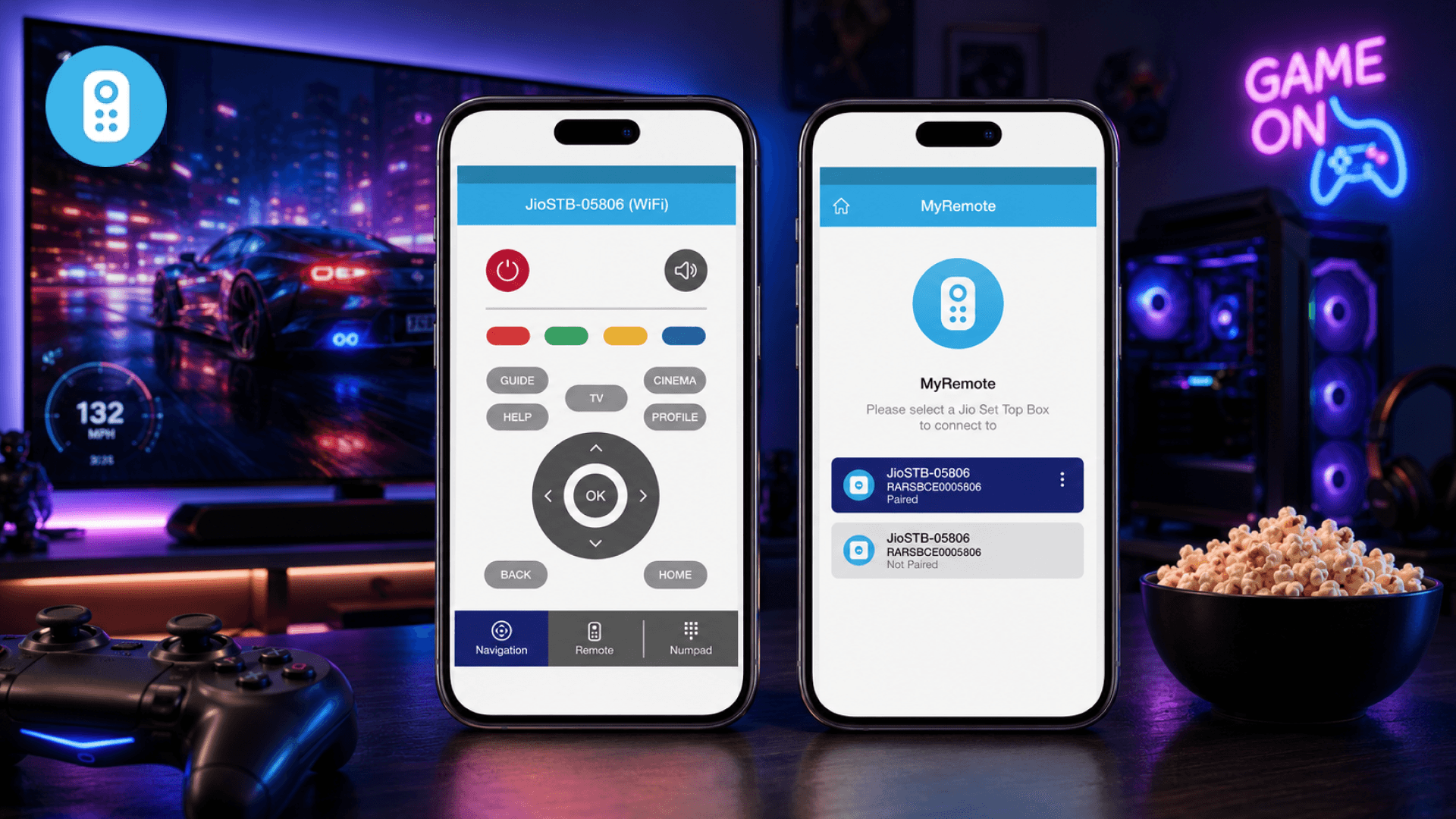 MyRemote app interface