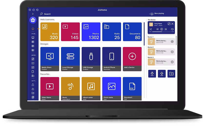 JioHome web app for media