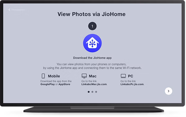 Photos and videos via JioHome screen