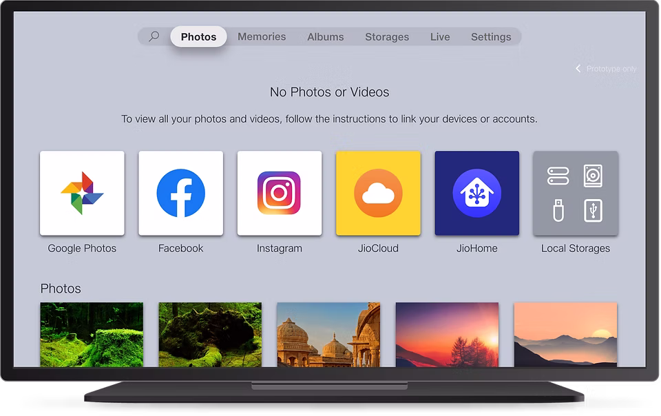 Photos app on the Jio Set Top Box