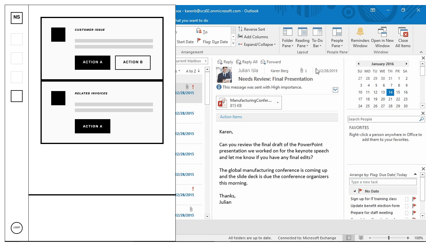 Outlook wireframe