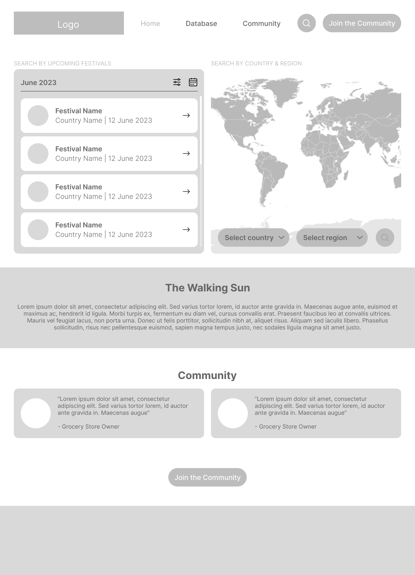 Wireframe for screen 1